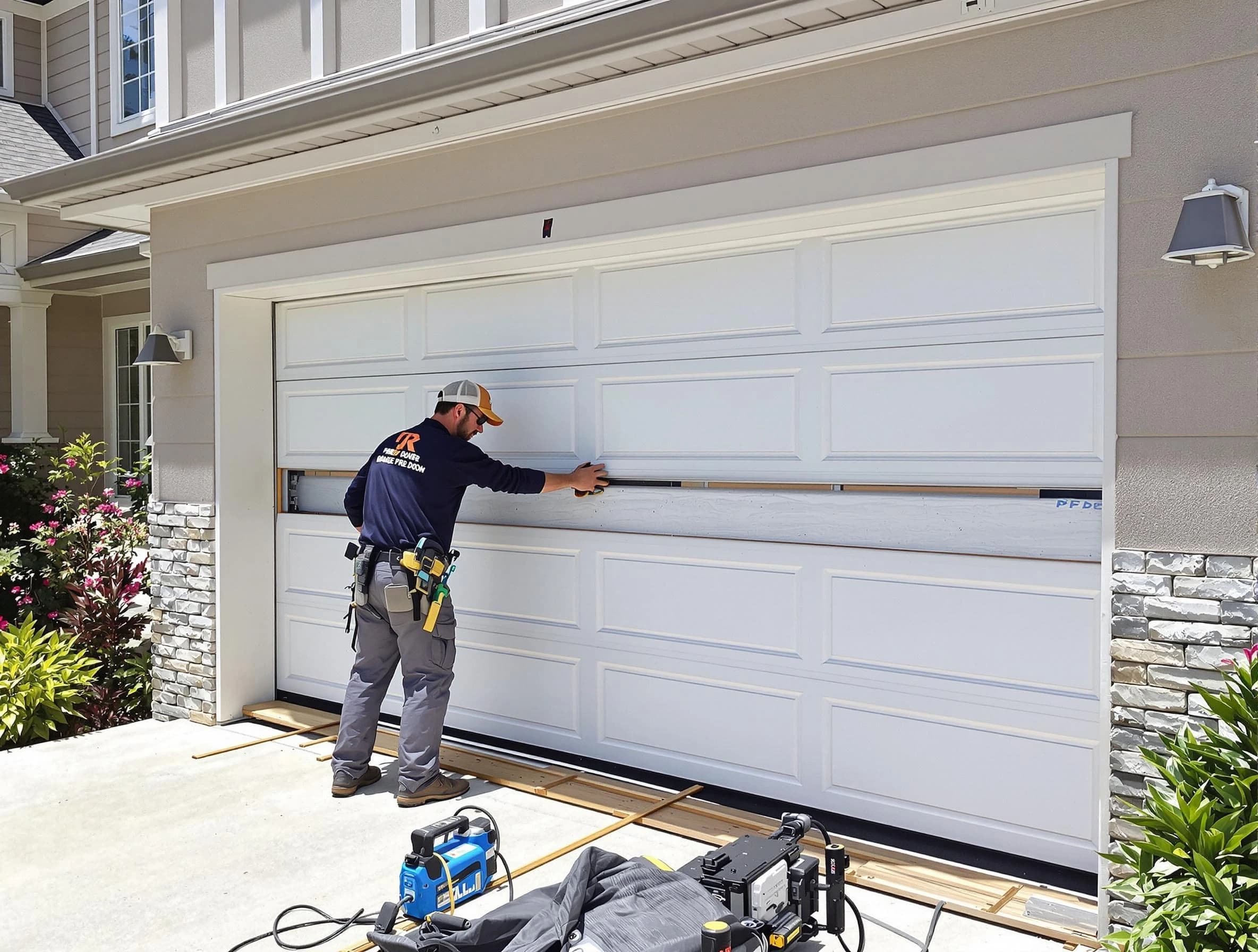Staten Island Garage Door Repair team performing complete garage door replacement at Staten Island residence