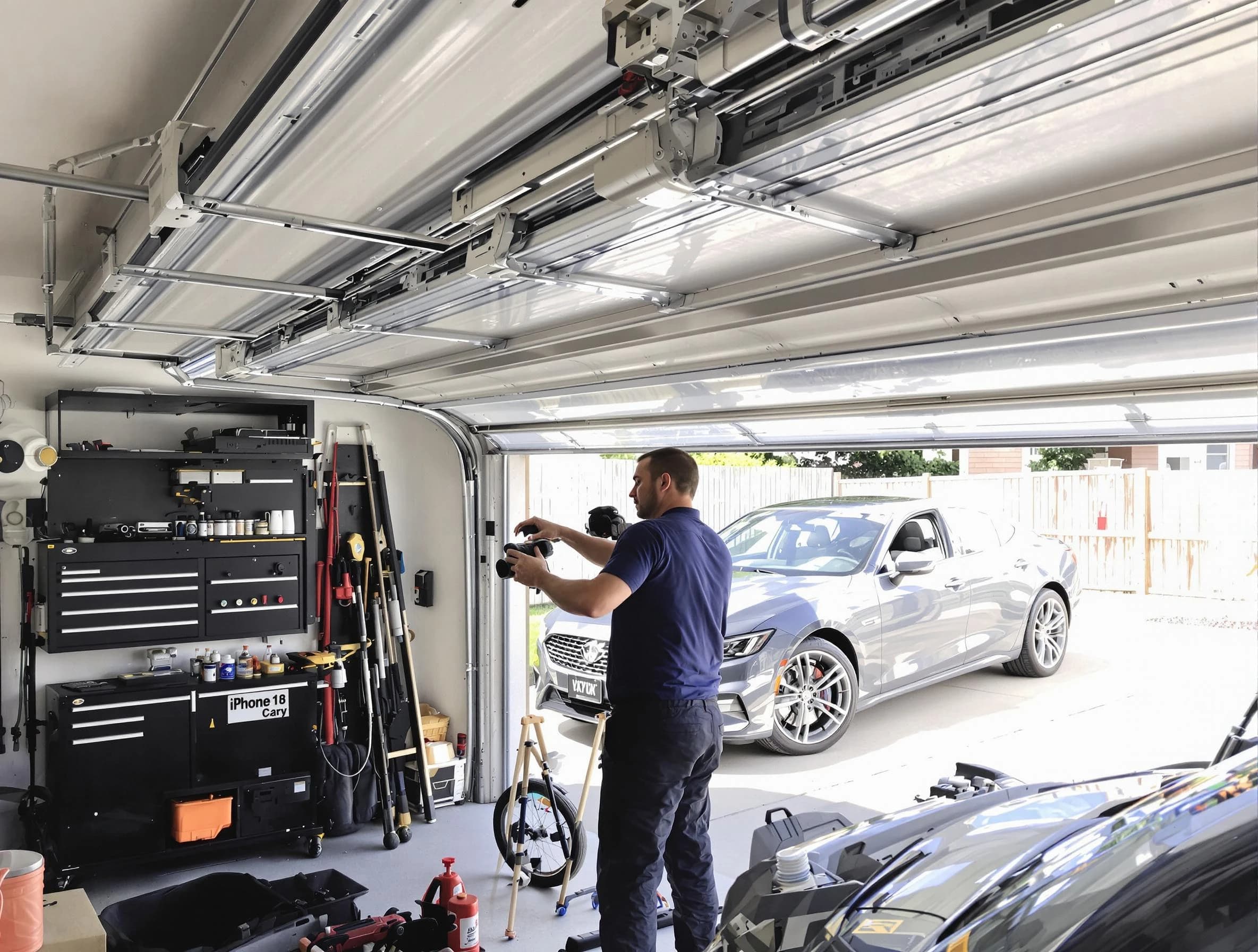 Staten Island Garage Door Repair technician fixing noisy garage door in Staten Island