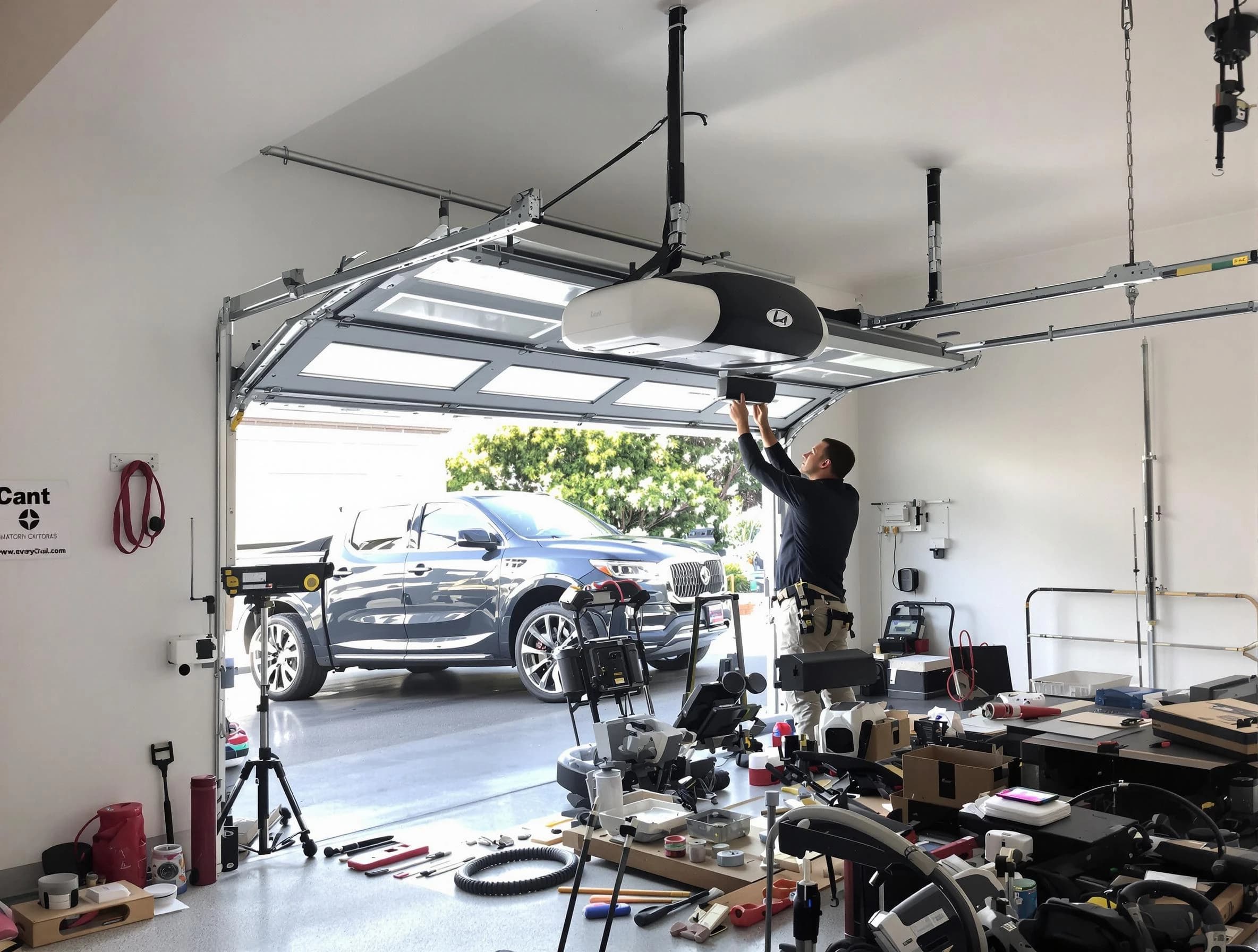 Staten Island Garage Door Repair specialist installing smart garage door opener system in Staten Island home