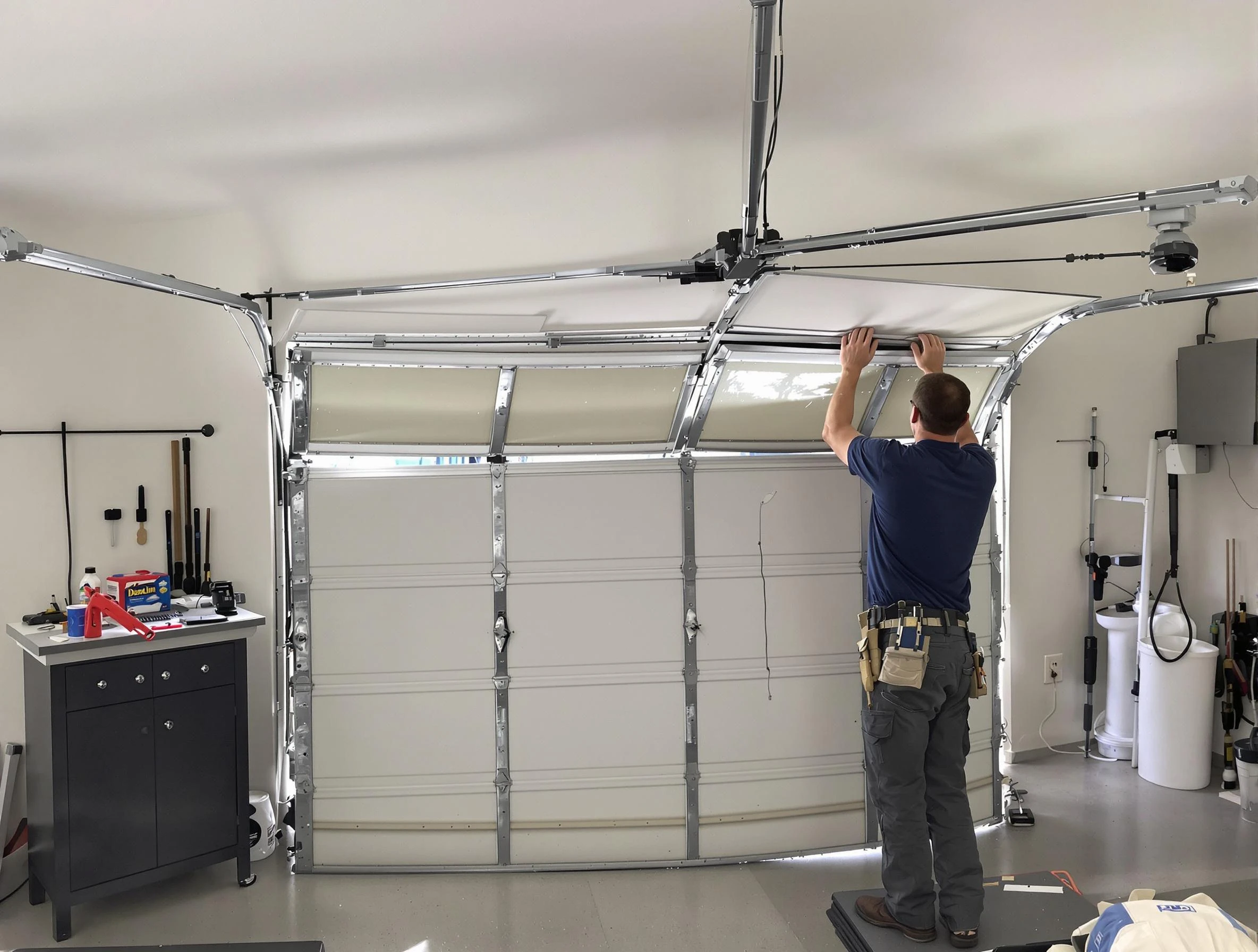 Staten Island Garage Door Repair specialist performing precise section replacement on Staten Island garage door