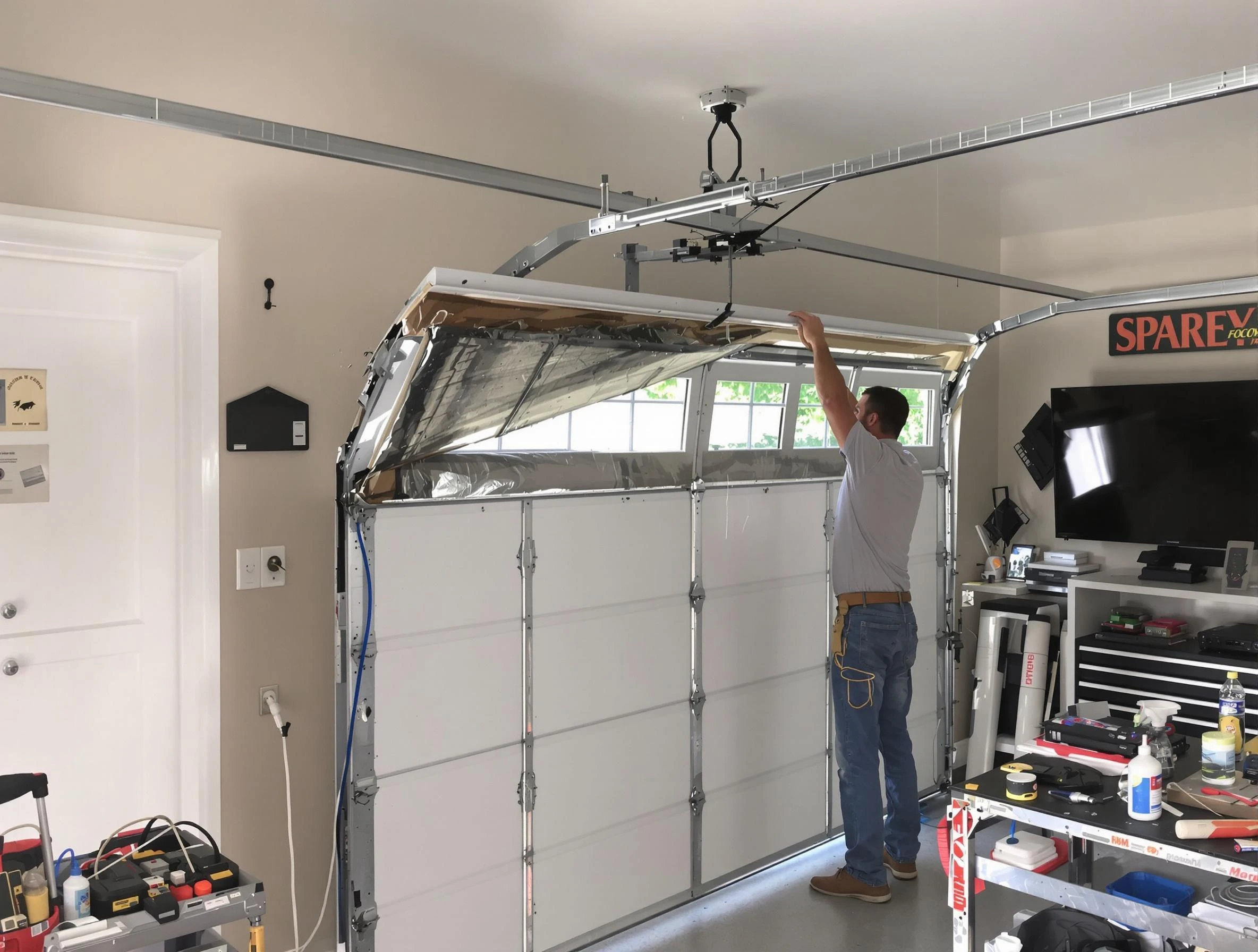 Garage door section replacement by Staten Island Garage Door Repair in Staten Island